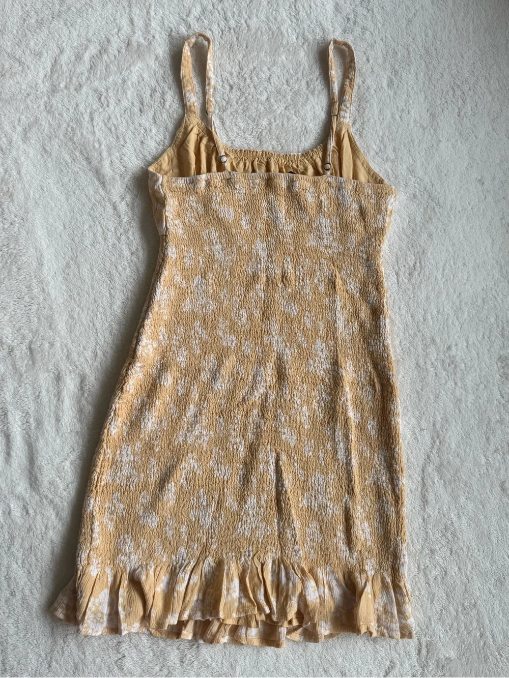 Abercrombie & Fitch Yellow Floral Smocked Mini Dress — Medium